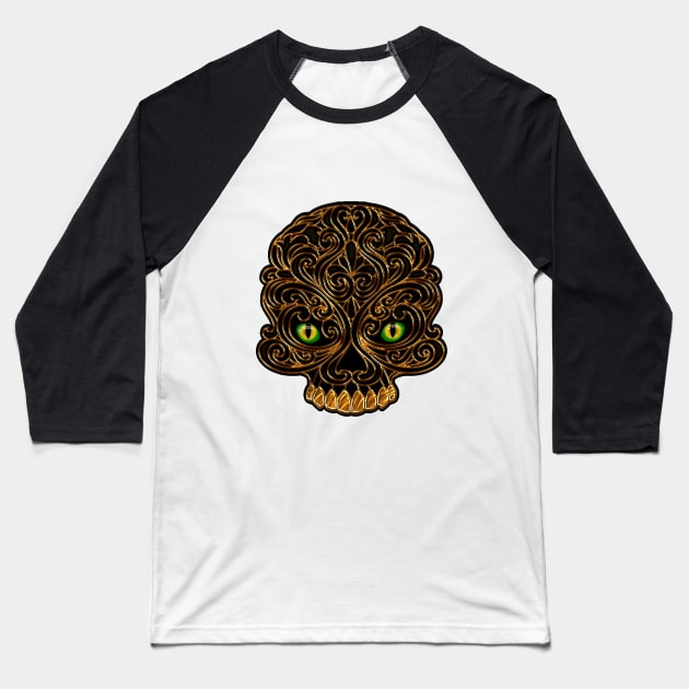 skull green eyes Baseball T-Shirt by KHMISSA ART